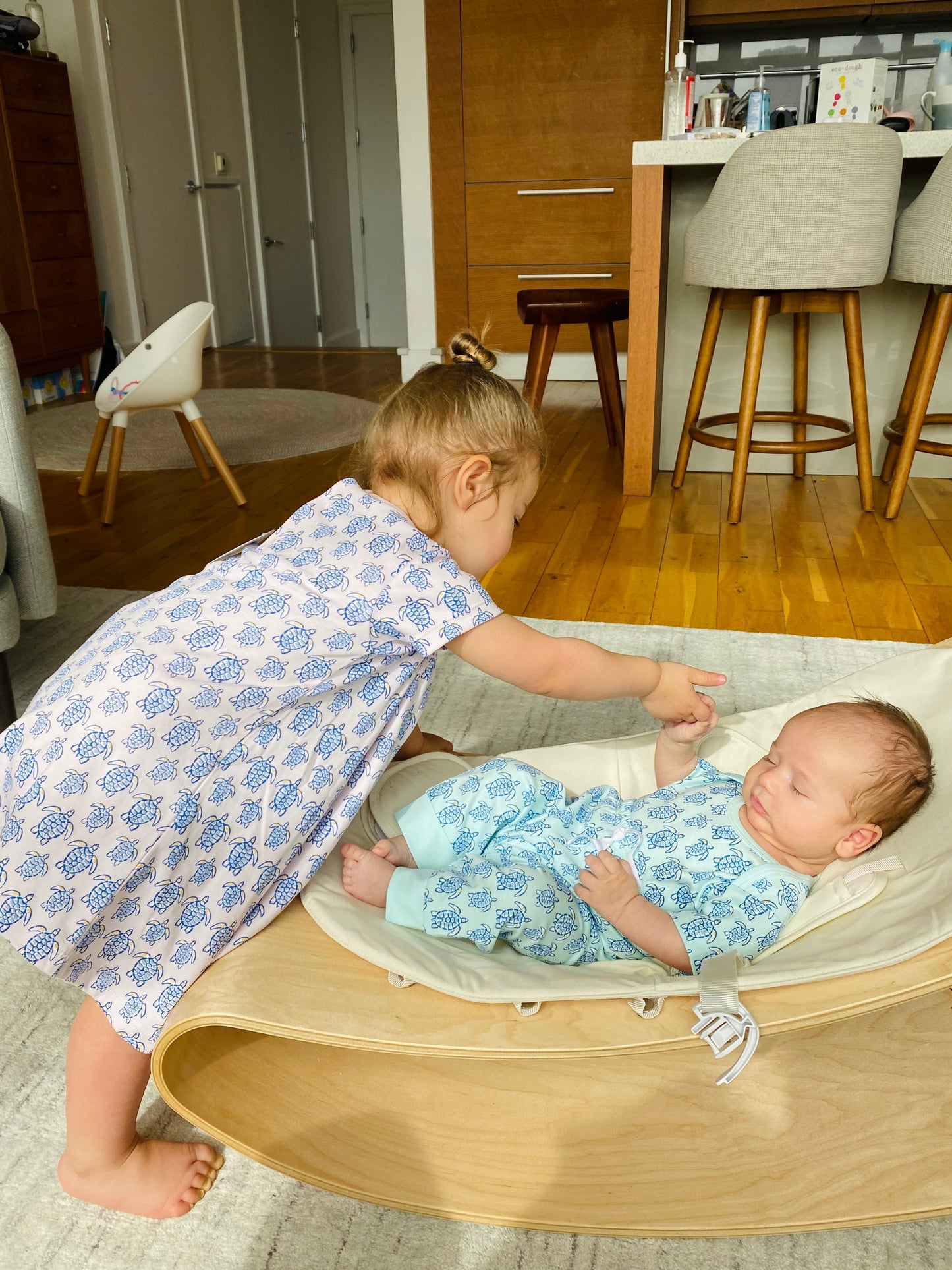 Blue Sea Turtle Short Sleeve Onesie