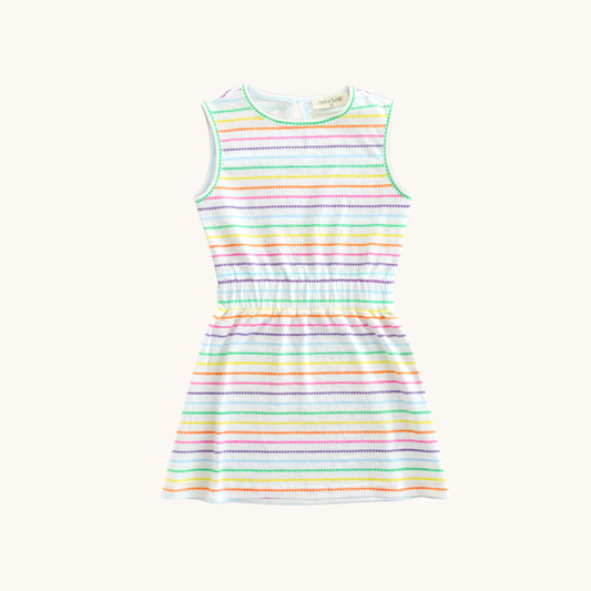 Tennis Dress in Rainbow Heart Stripe