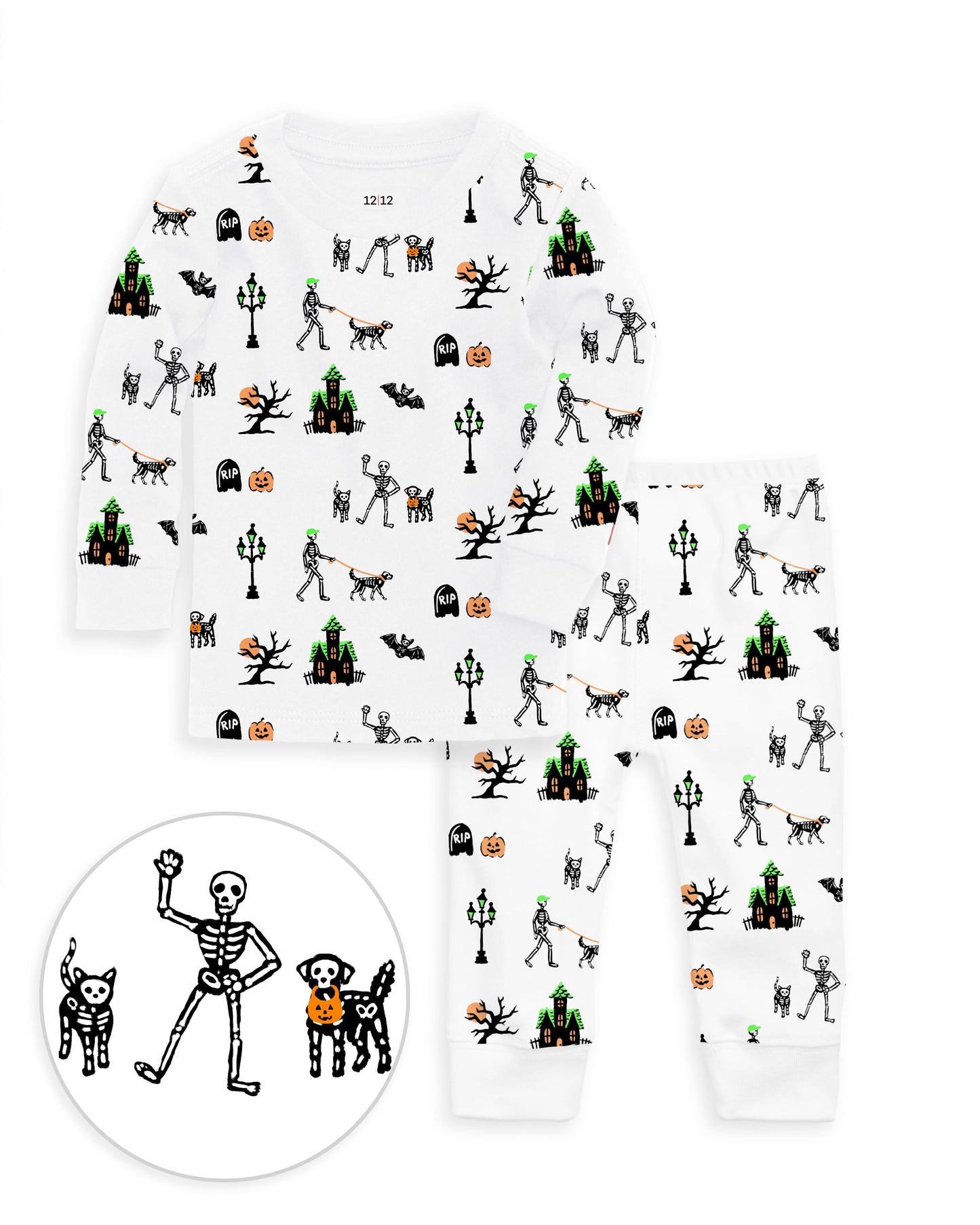 The Organic Long Sleeve Pajama Set [Spooky Skeletons]