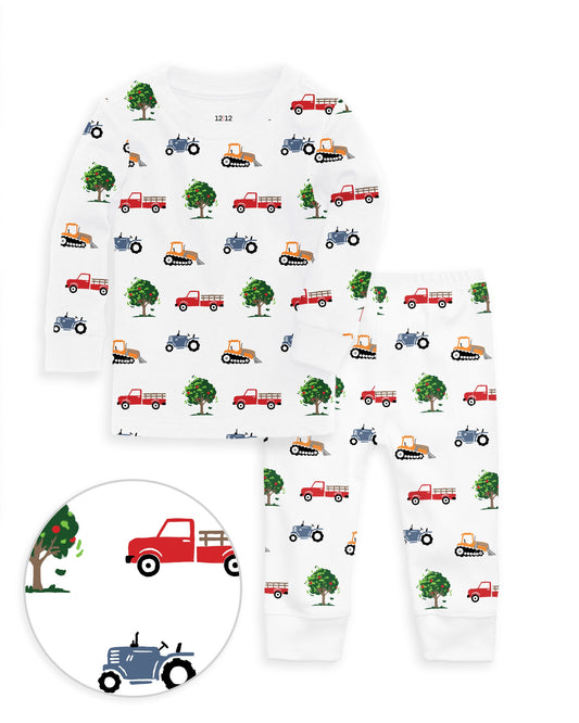 The Organic Long Sleeve Pajama Set [Farm Trucks]
