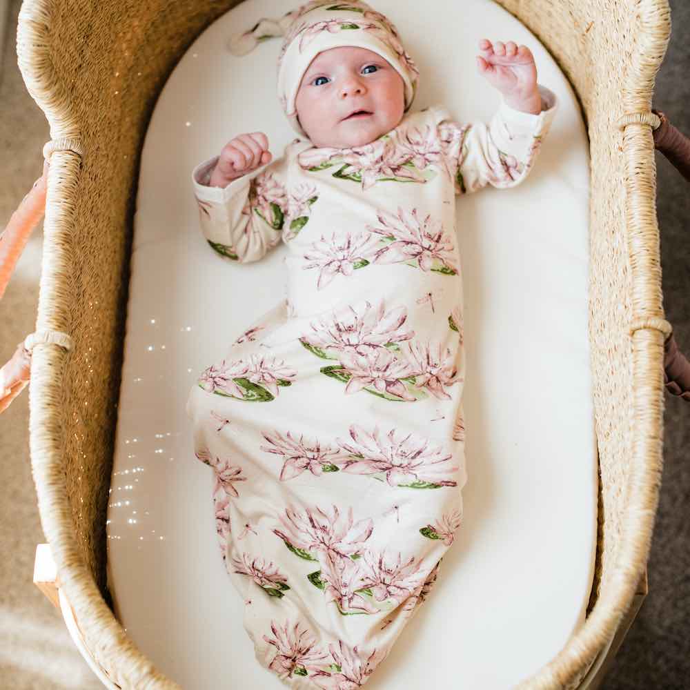 Tulip Luxe Stretch Newborn Gown & Hat Set