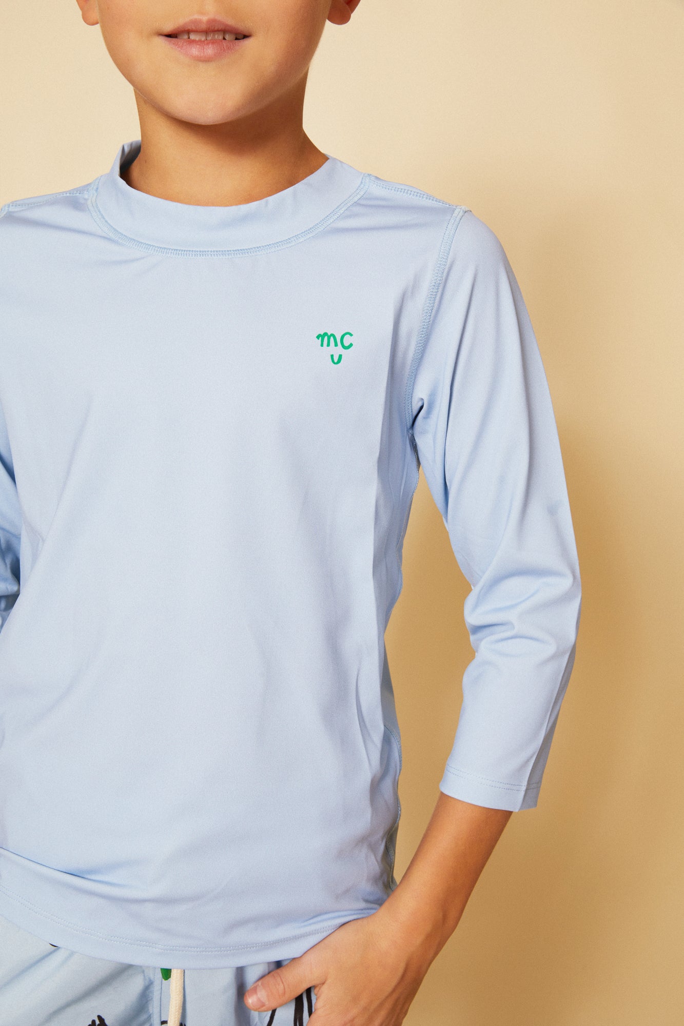 UPF 50+ Recycled Polyester Placid Blue Kid Rashguard