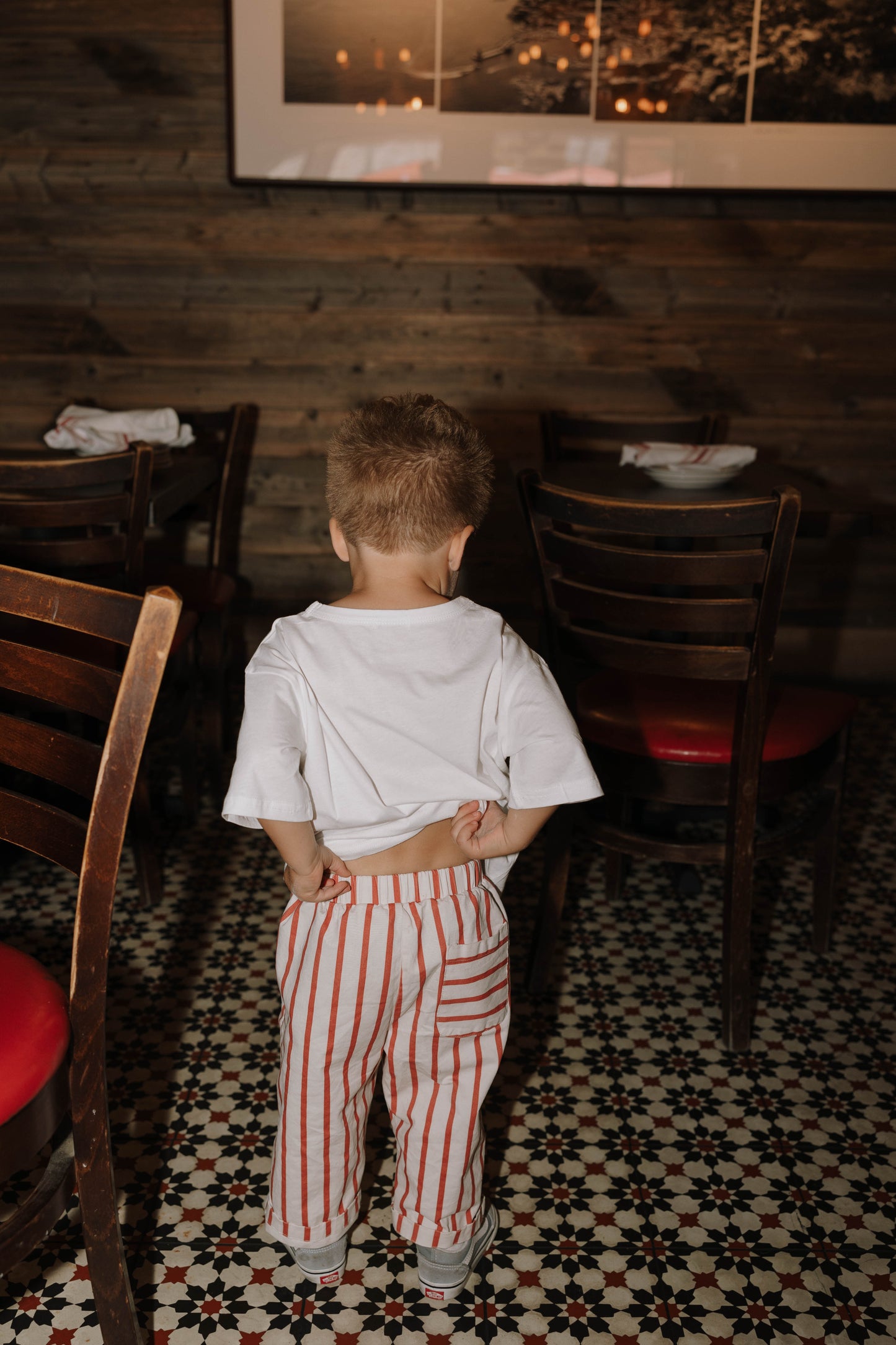 Oversized Poppy Pants | Cherry Red Stripes