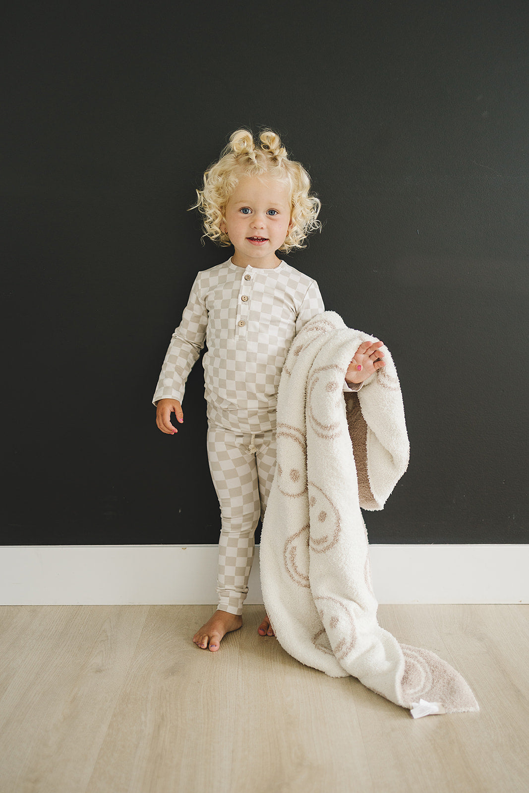 Smiley Taupe Plush Blanket