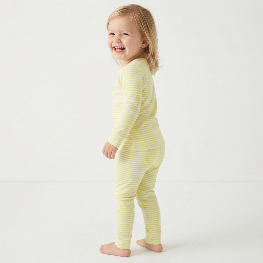 Lemon Stripe Long Sleeve & Pants Kids Pajamas