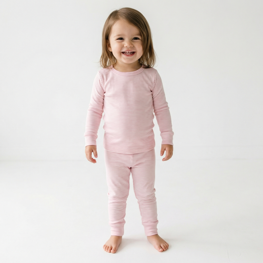 Peony Stripe Bamboo Toddler Pajama Set