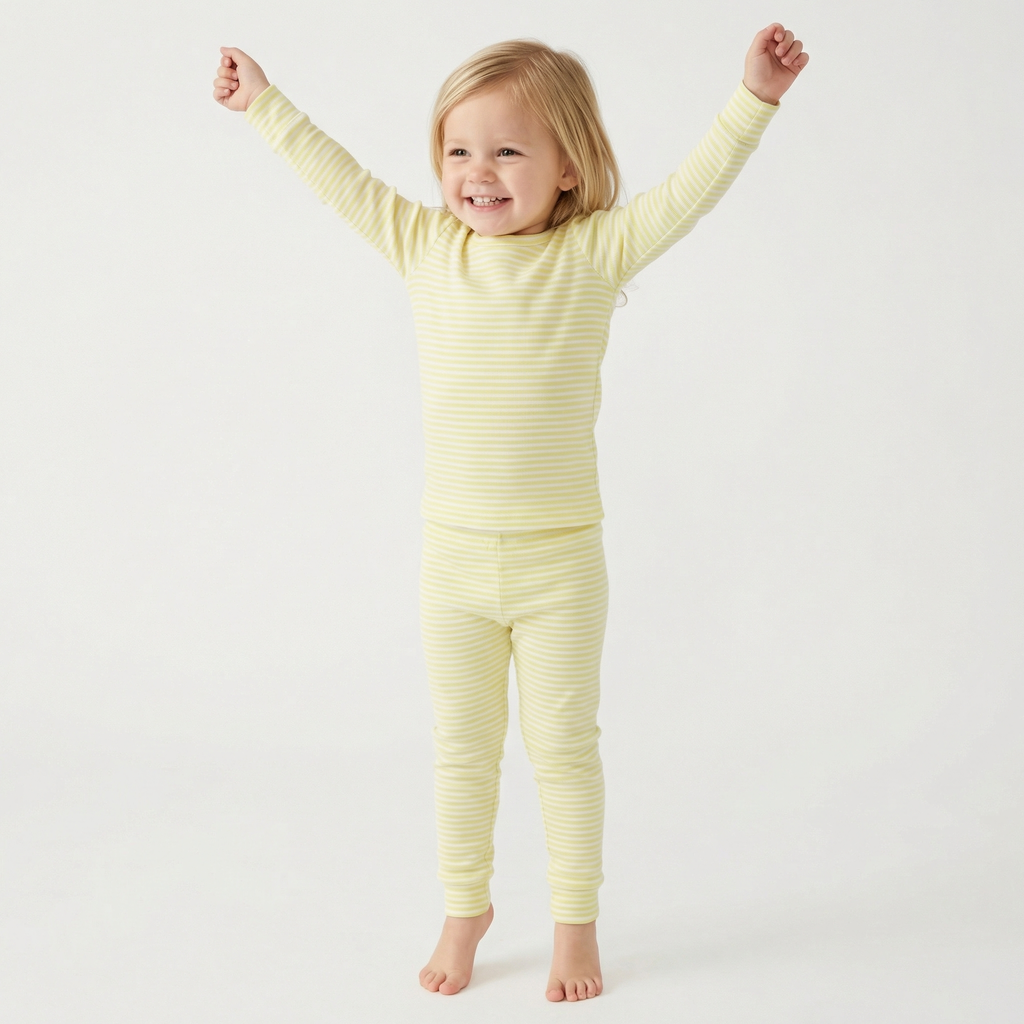 Lemon Stripe Long Sleeve & Pants Kids Pajamas