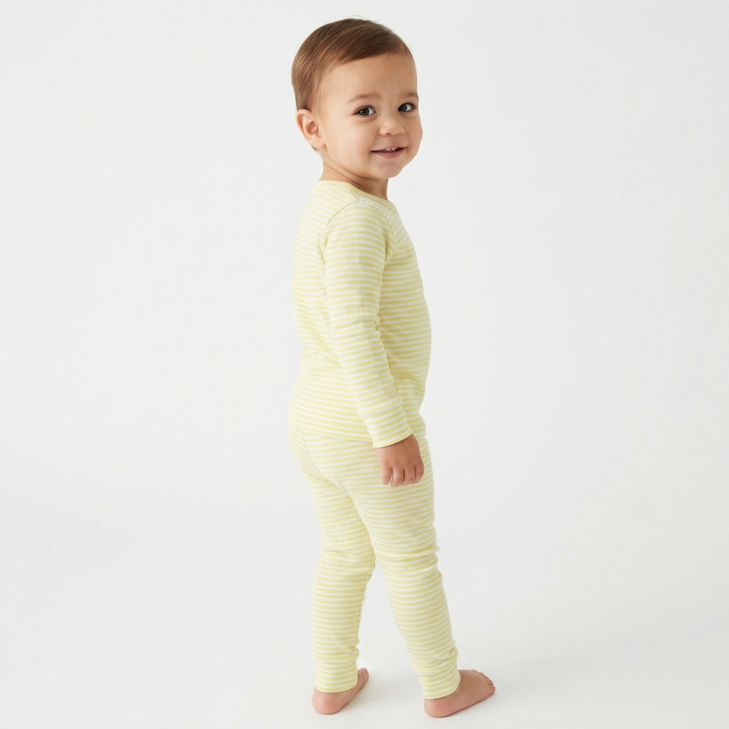 Lemon Stripe Long Sleeve & Pants Kids Pajamas