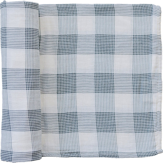 Coastal Plaid Muslin Swaddle Blanket