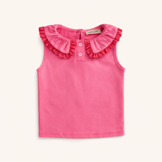 Pleated Tennis Tank in Pink/Red