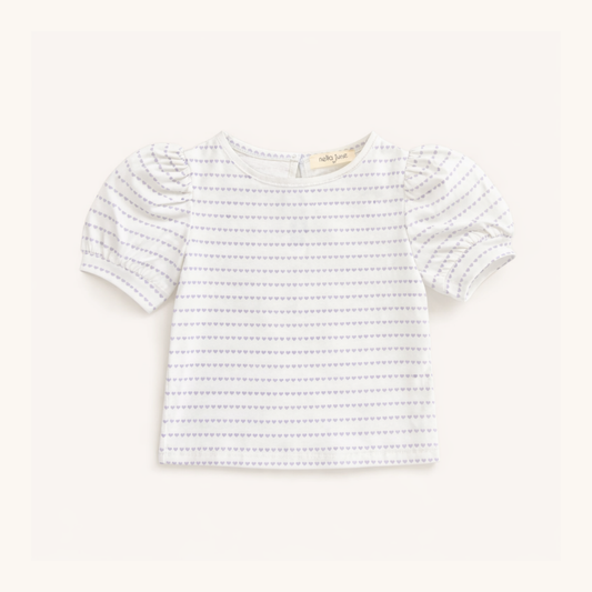 Puff Sleeve Tee in Purple Heart Stripe