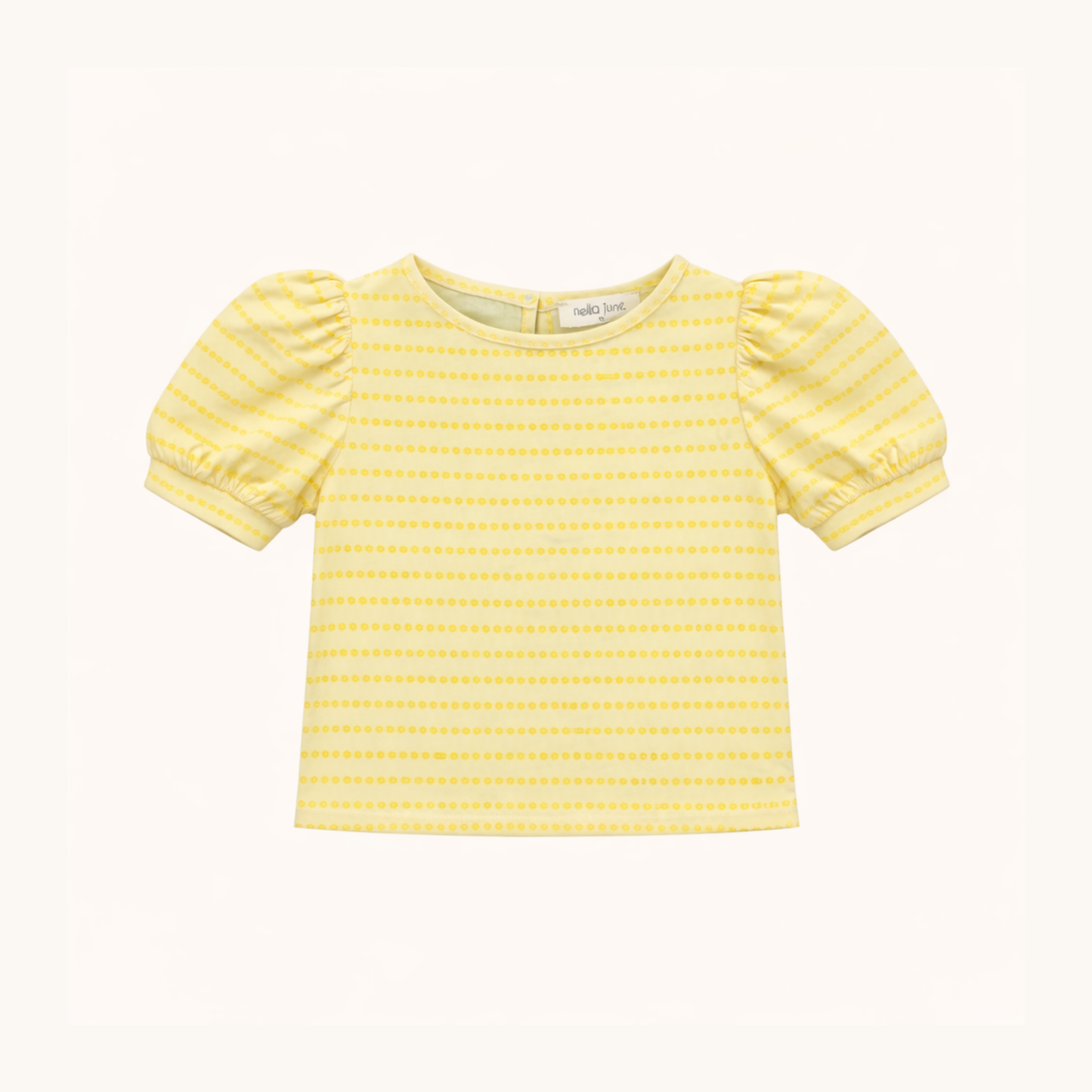 Puff Sleeve Tee in Yellow Floral Stripe