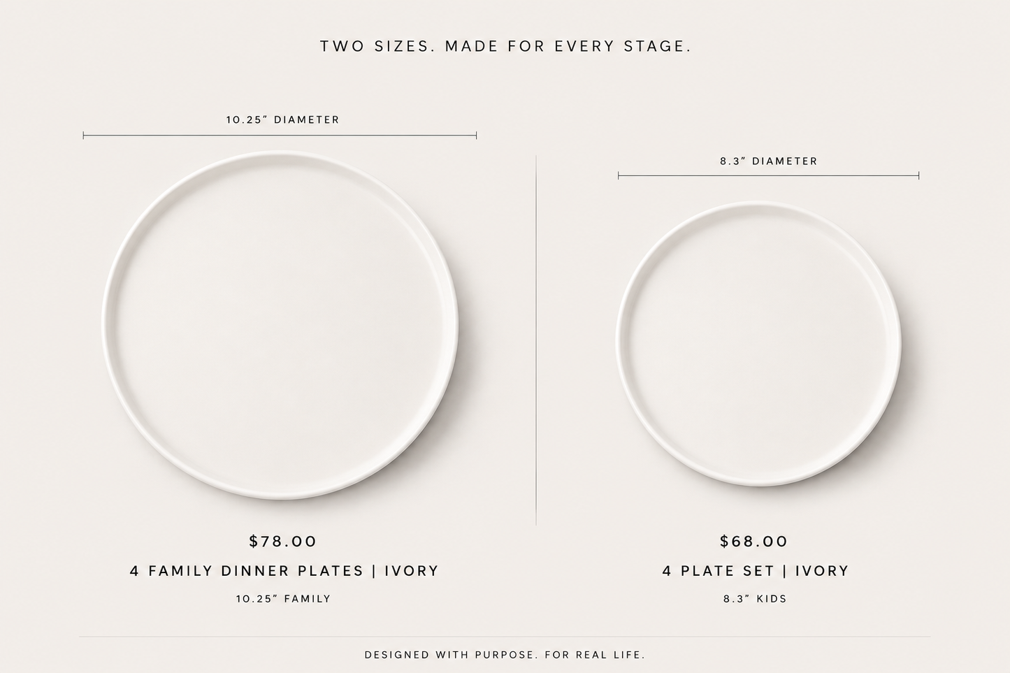 4 Family Dinner Plates | Ivory
