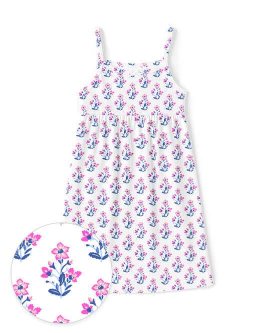 The Organic Rib Dress [Block Floral]