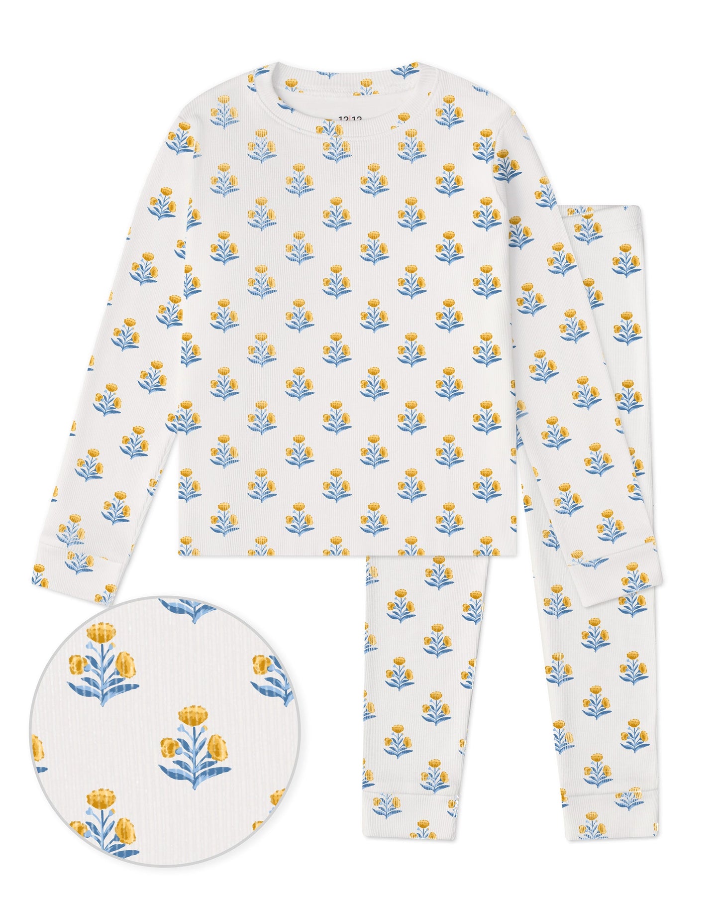 The Organic Long Sleeve Pajama Set [Marigold Block Floral]