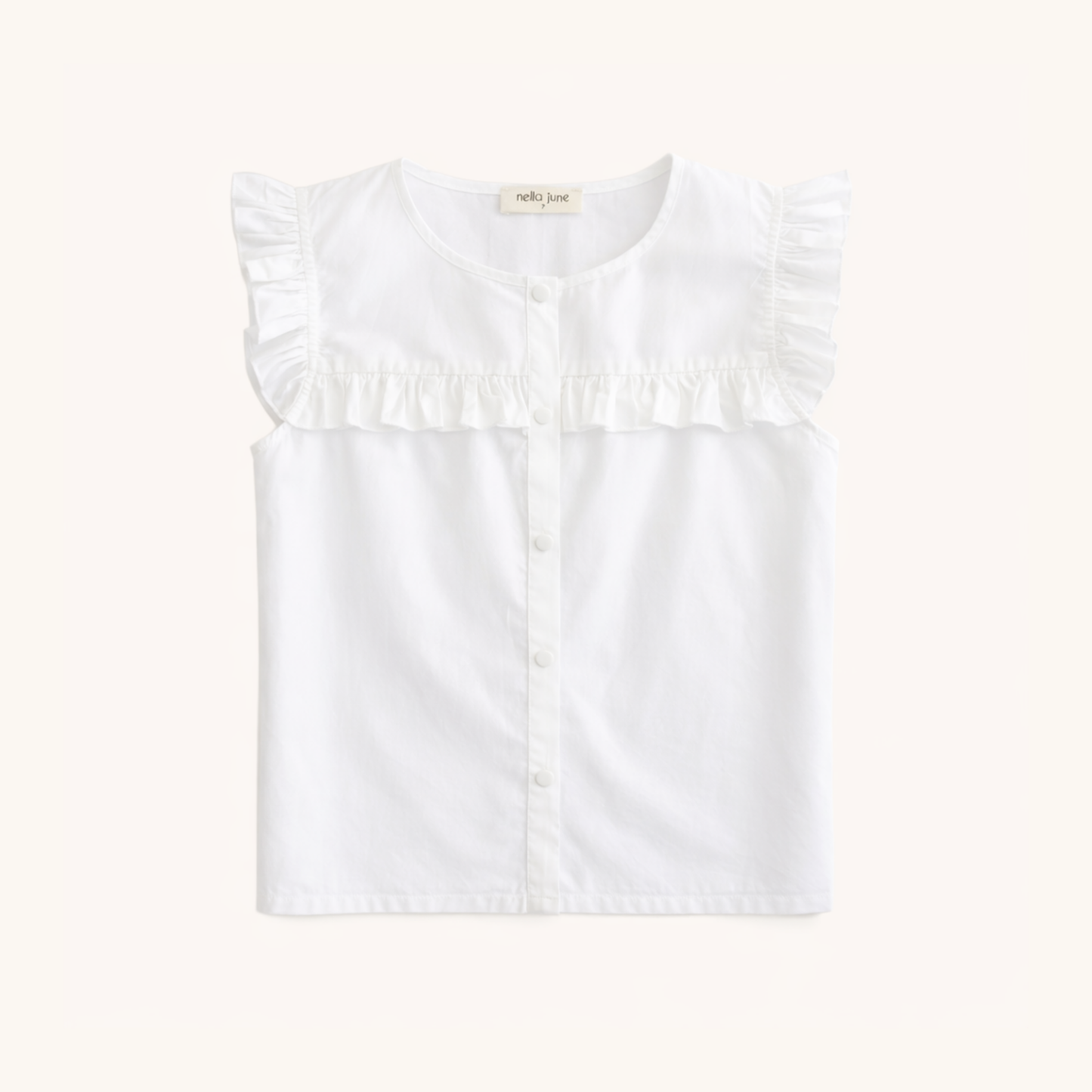 Ruffle Button Down Tank in White