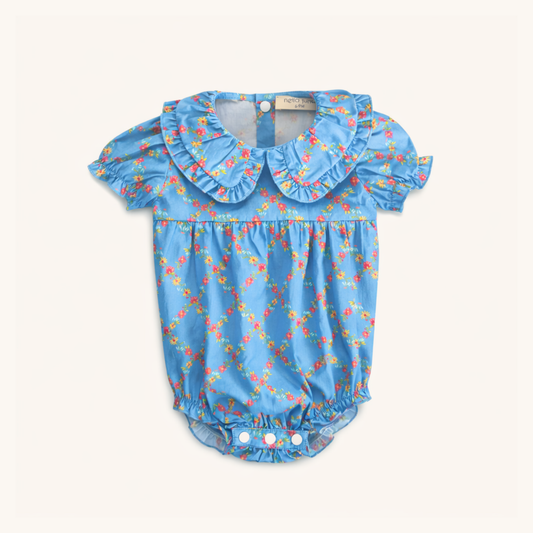 Ruffle Trim Baby Bubble in Watercolor Floral