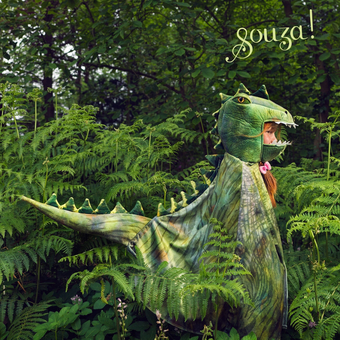 T rex green cape (sz 4-7 yrs)