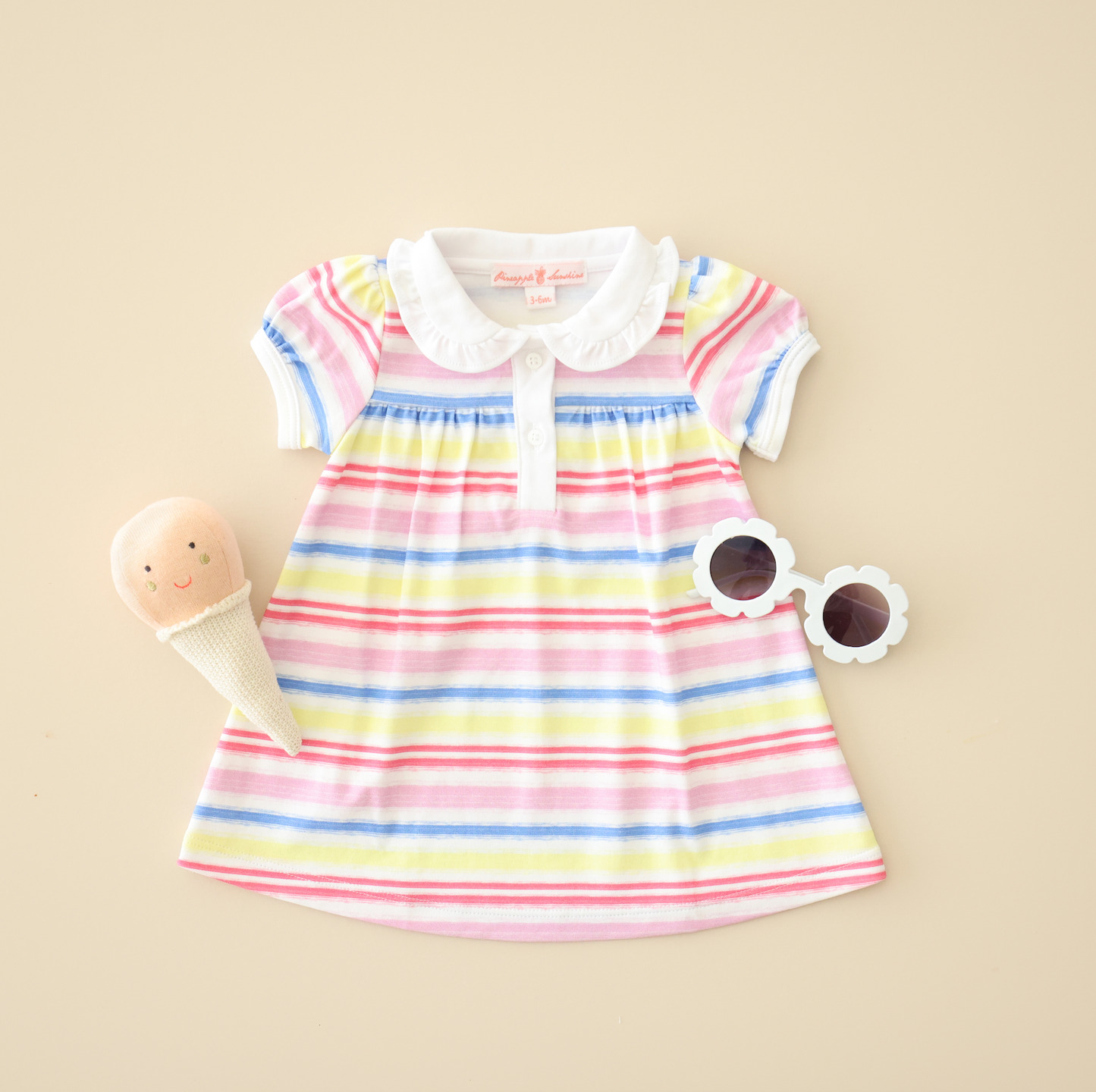 Rainbow Stripe Collared Dress