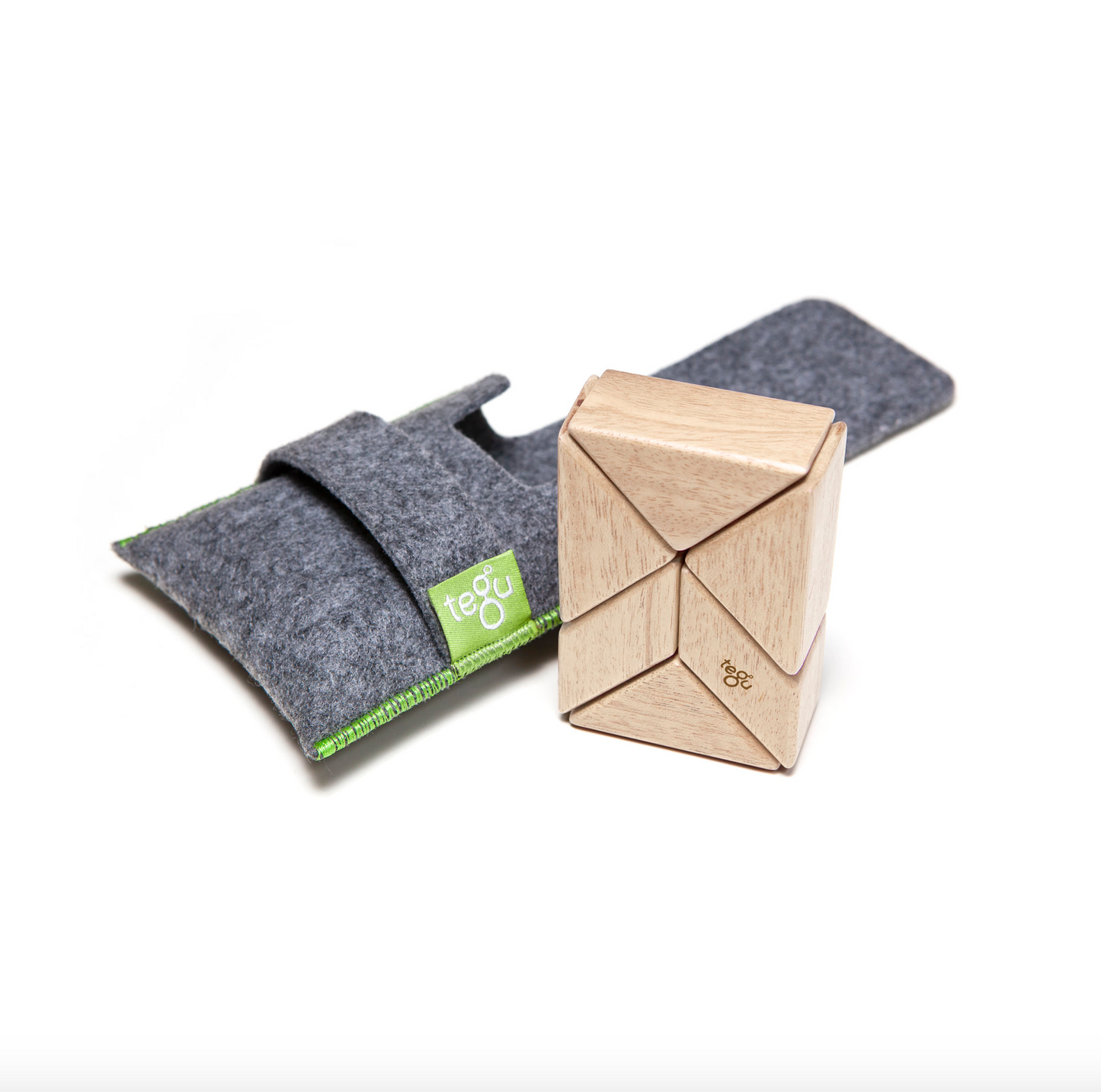 Pocket Pouch Prism Magnetic Wooden Blocks, 6 pieces
