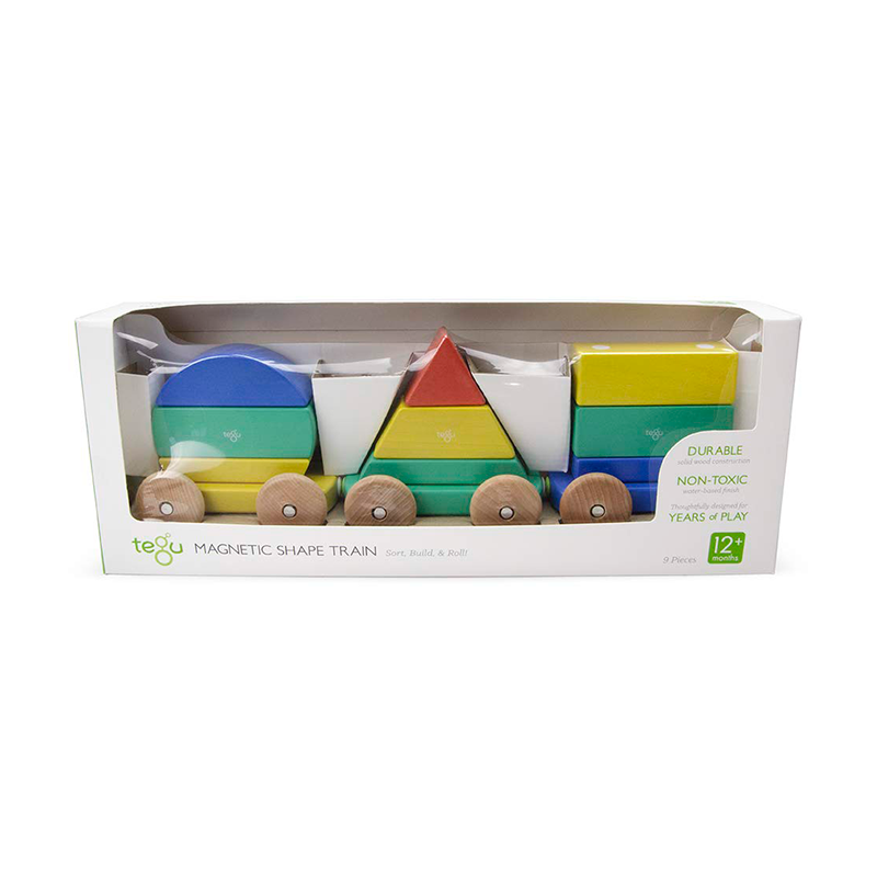 Magnetic Shape Train, Tegu Baby and Toddler, 9 pieces
