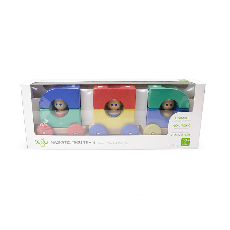 Magnetic Tegu Tram, Tegu Baby and Toddler, 12 pieces
