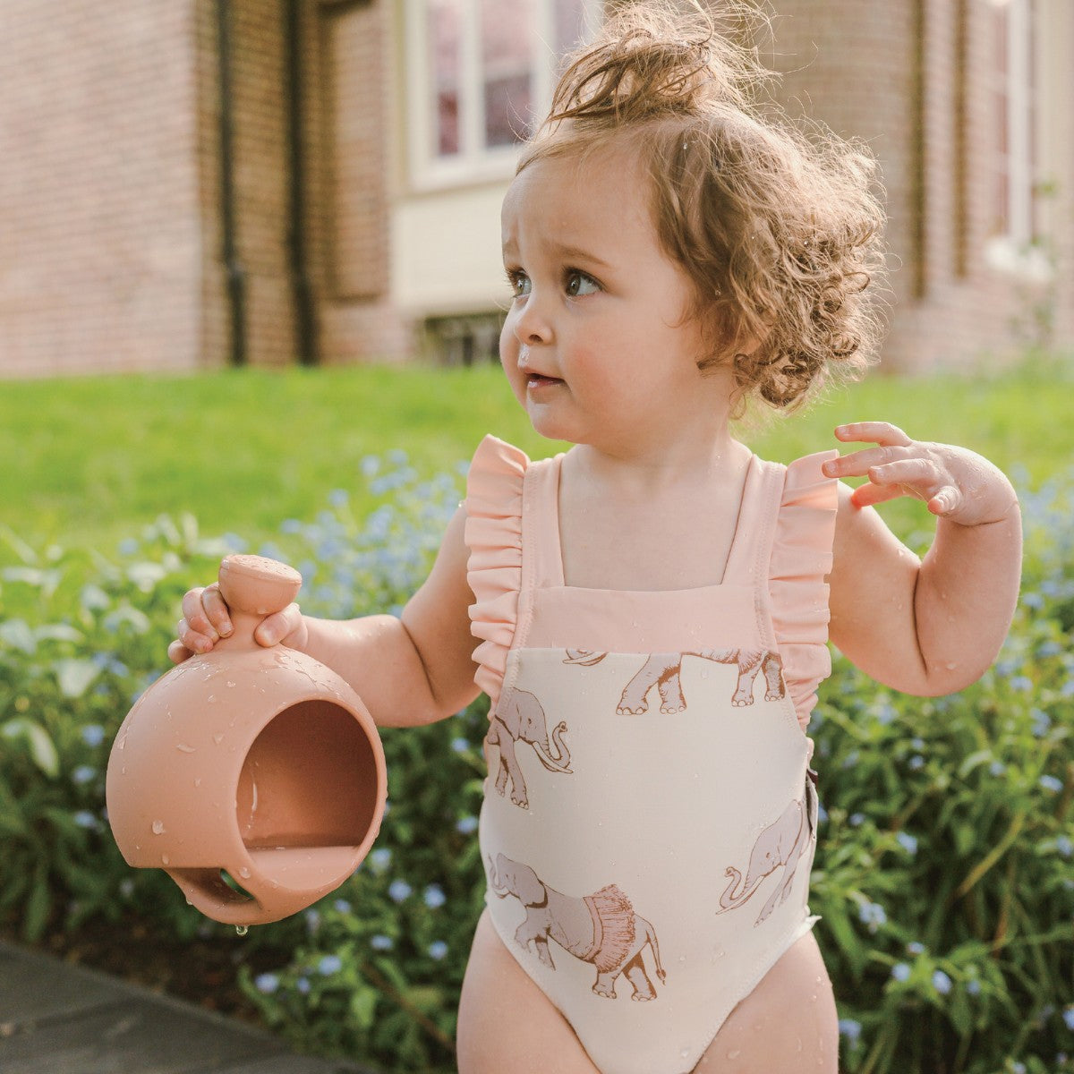 Lemon Ruffle Square Neck Swimsuit
