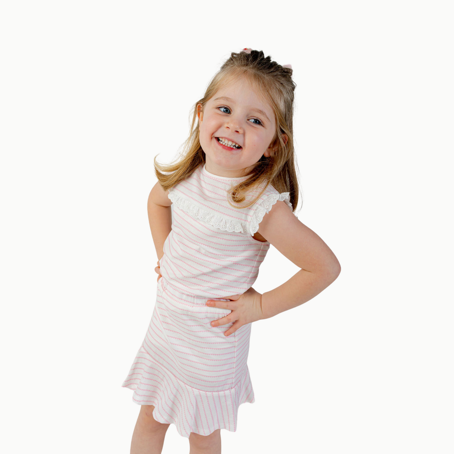 Eyelet Lace Tank in Pink Heart Stripe