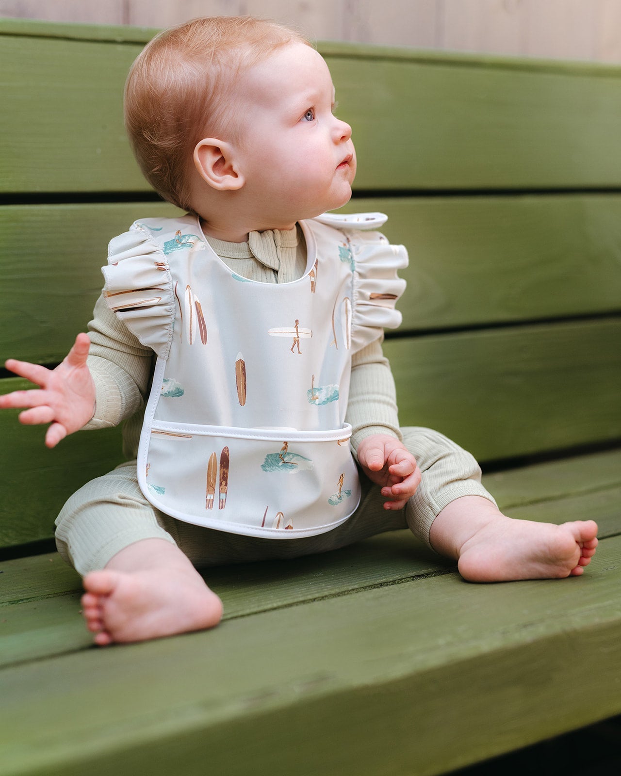 Goose Ruffle Pocket Bib