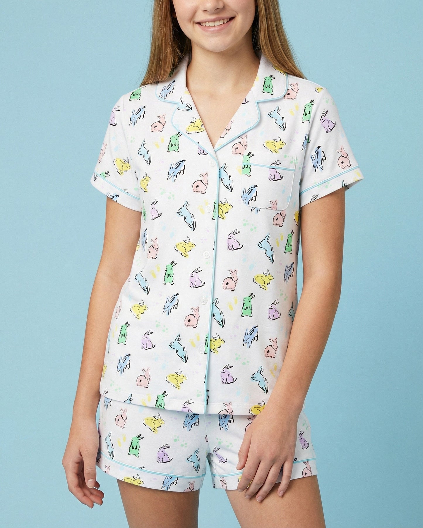 Organic Polo Pajama Set with Shorts [Bunny Hop]