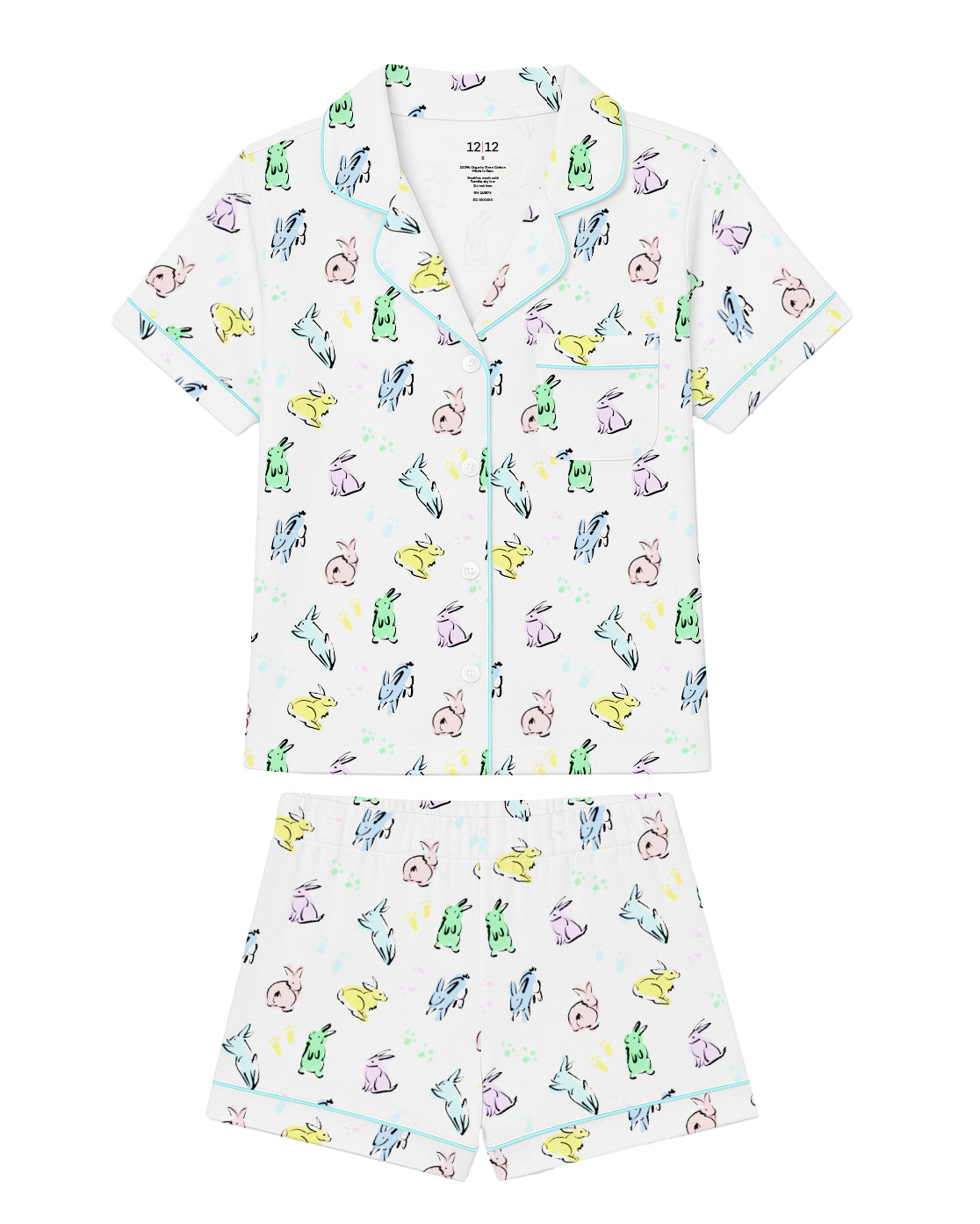 Organic Polo Pajama Set with Shorts [Bunny Hop]