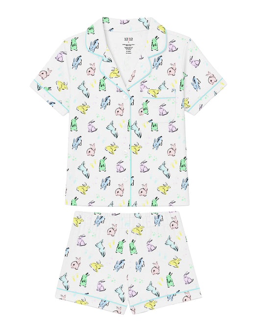 Organic Polo Pajama Set with Shorts [Bunny Hop]