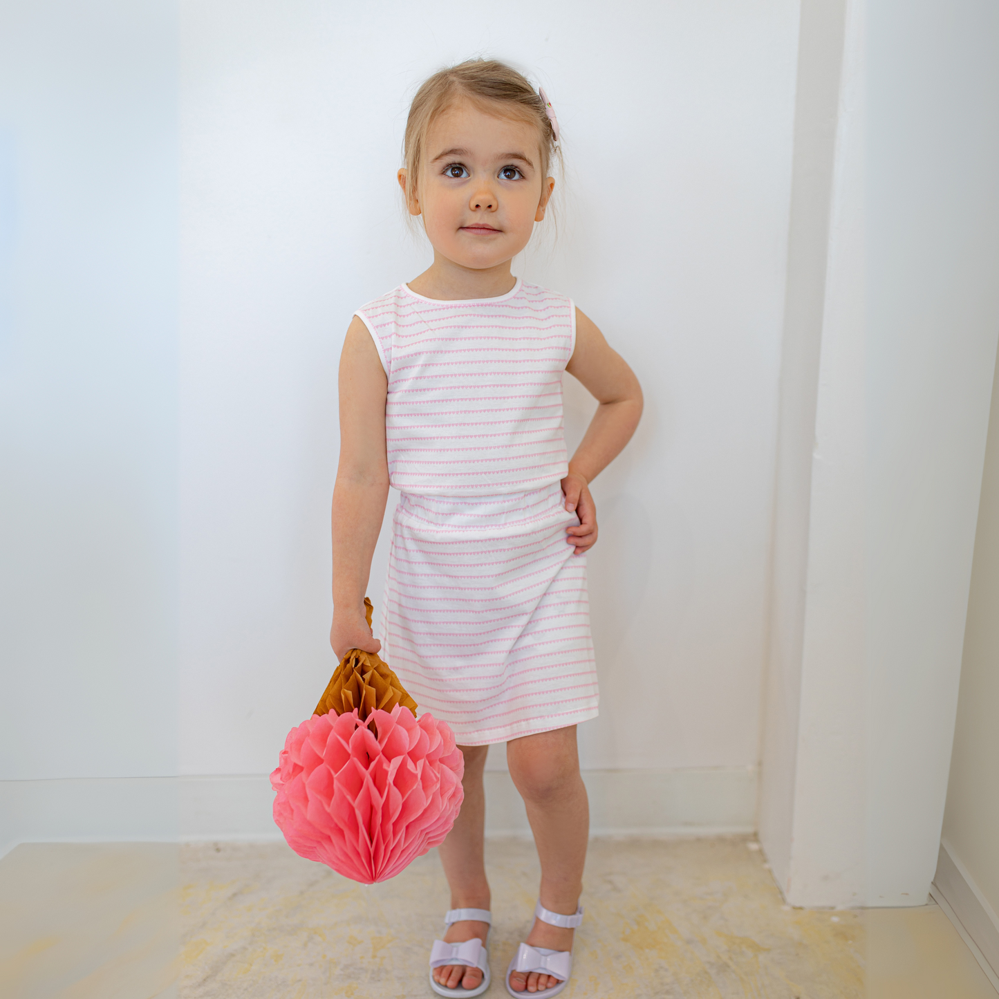 Tennis Dress in Pink Heart Stripe