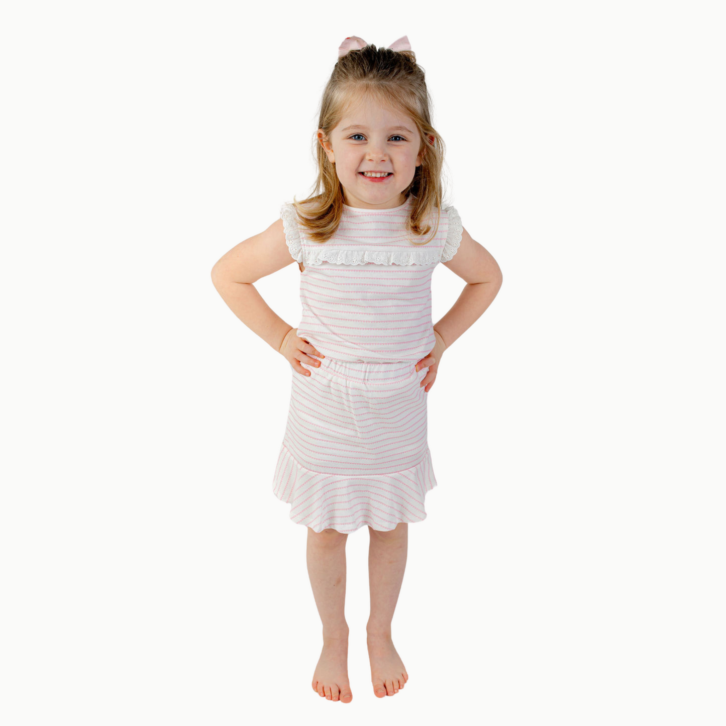 Eyelet Lace Tank in Pink Heart Stripe