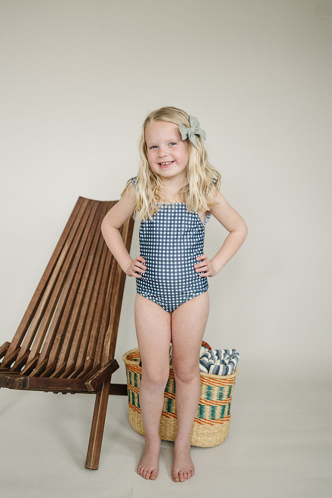 Navy Gingham One-Piece