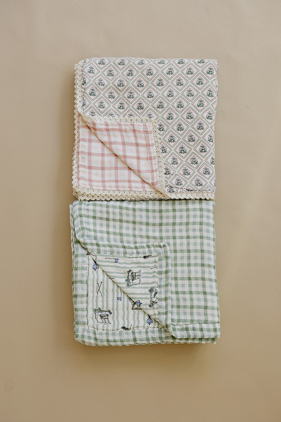 Tee Time + Green Gingham Muslin Quilt