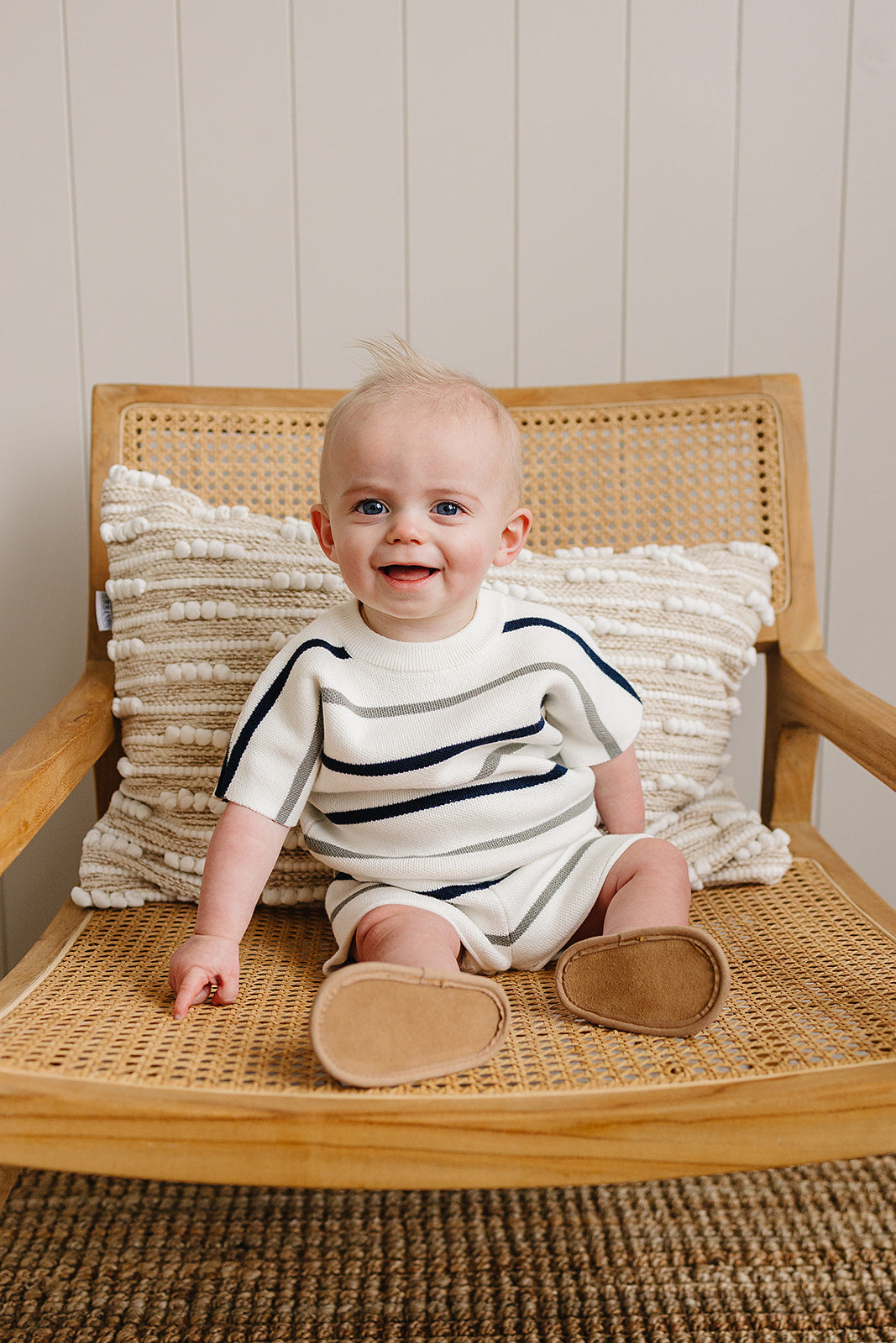 Sage + Navy Stripe Knit Short Set