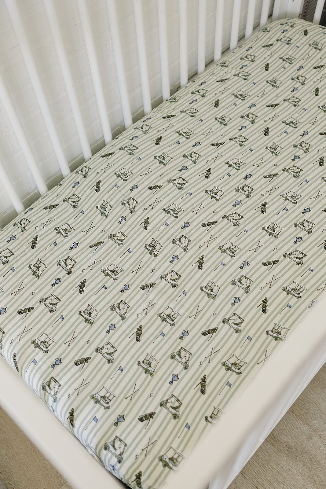 Tee Time Muslin Crib Sheet