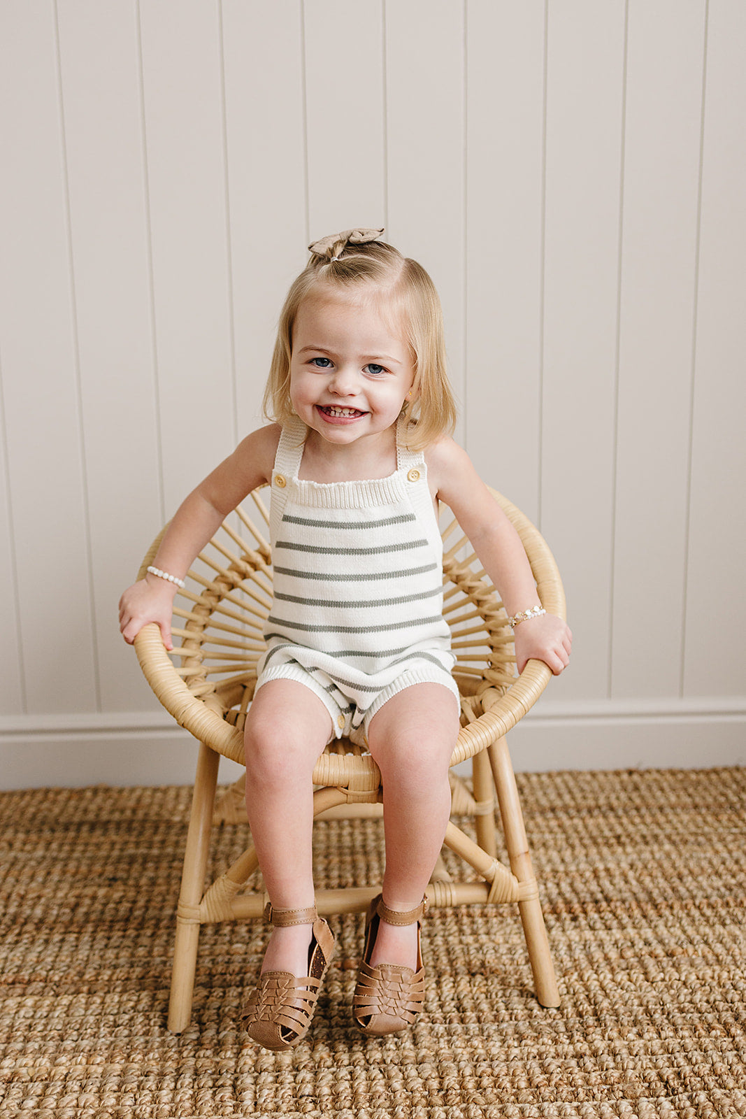 Sage Stripe Knit Bubble Romper