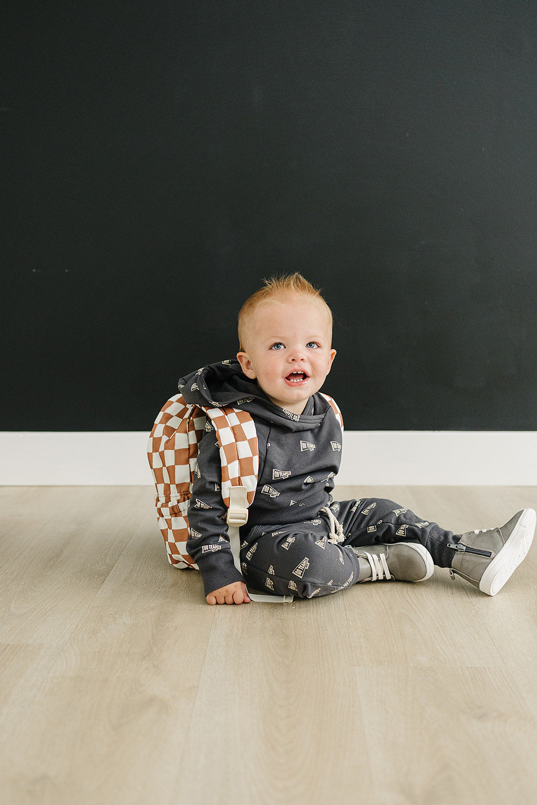 Rust Wavy Checkered Mini Backpack