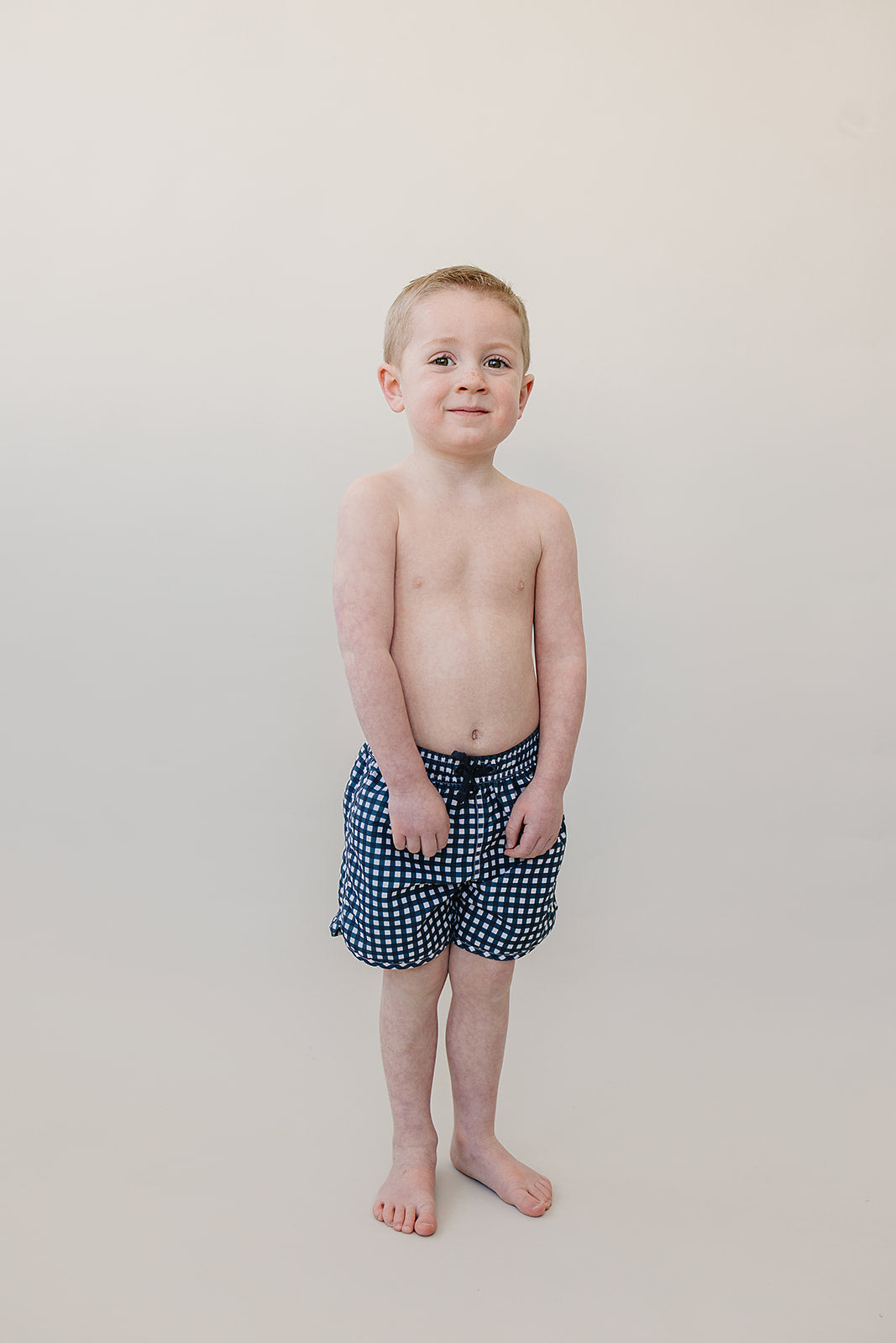 Navy Gingham Swim Shorts