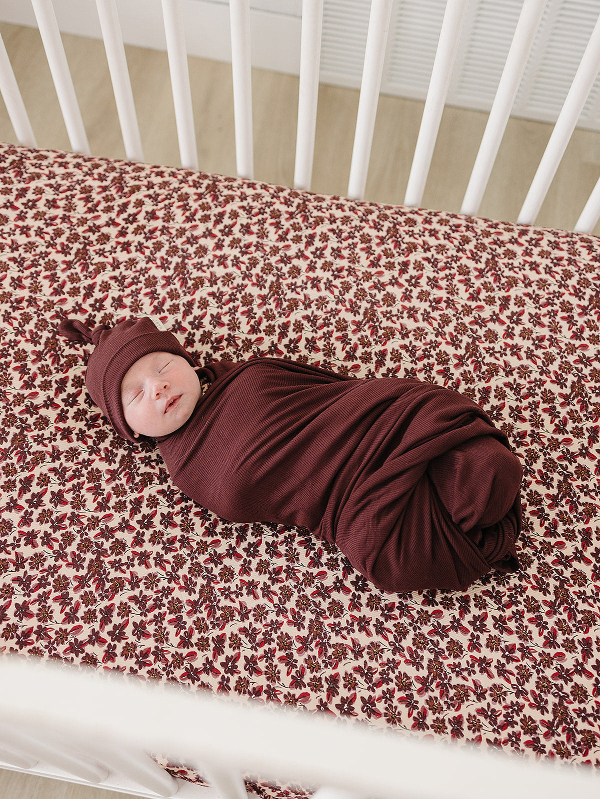 Burgundy Ribbed Bamboo Stretch Swaddle