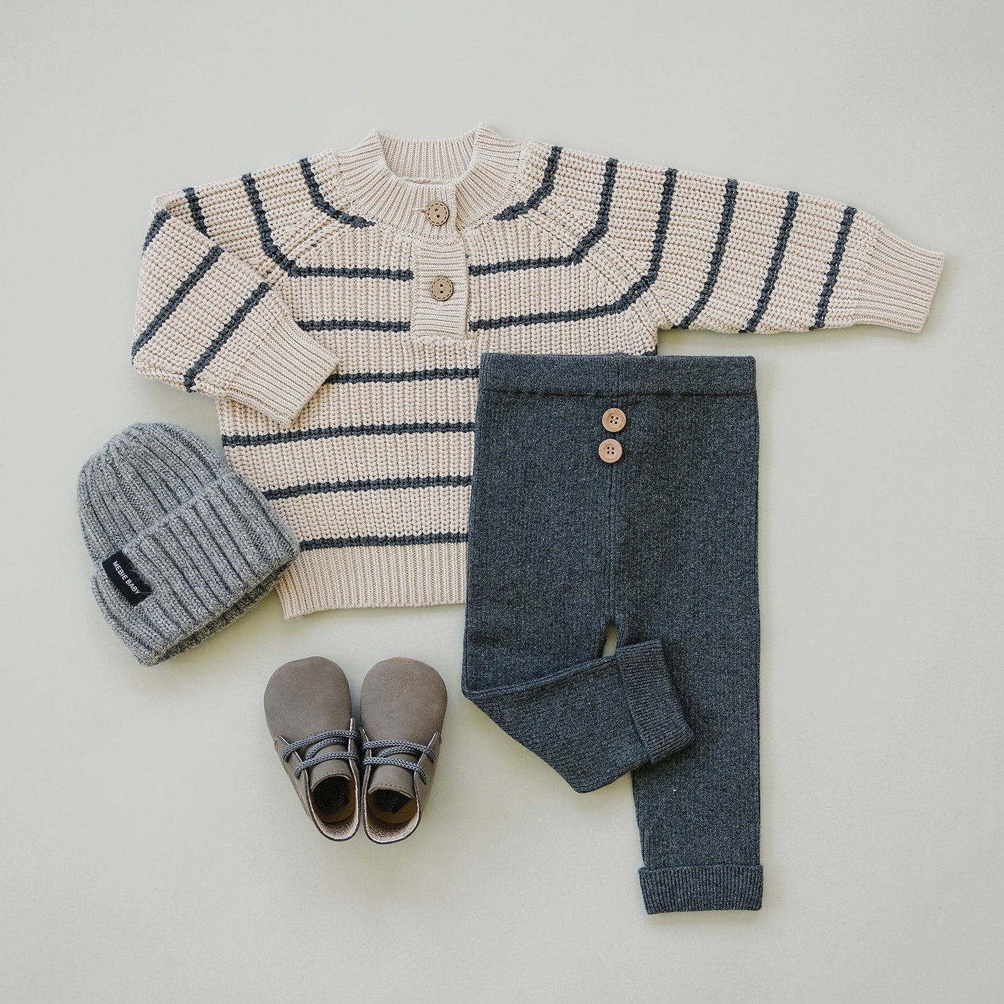 Charcoal Stripe Button Knit Sweater