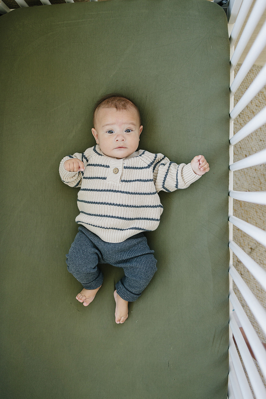 Charcoal Stripe Button Knit Sweater