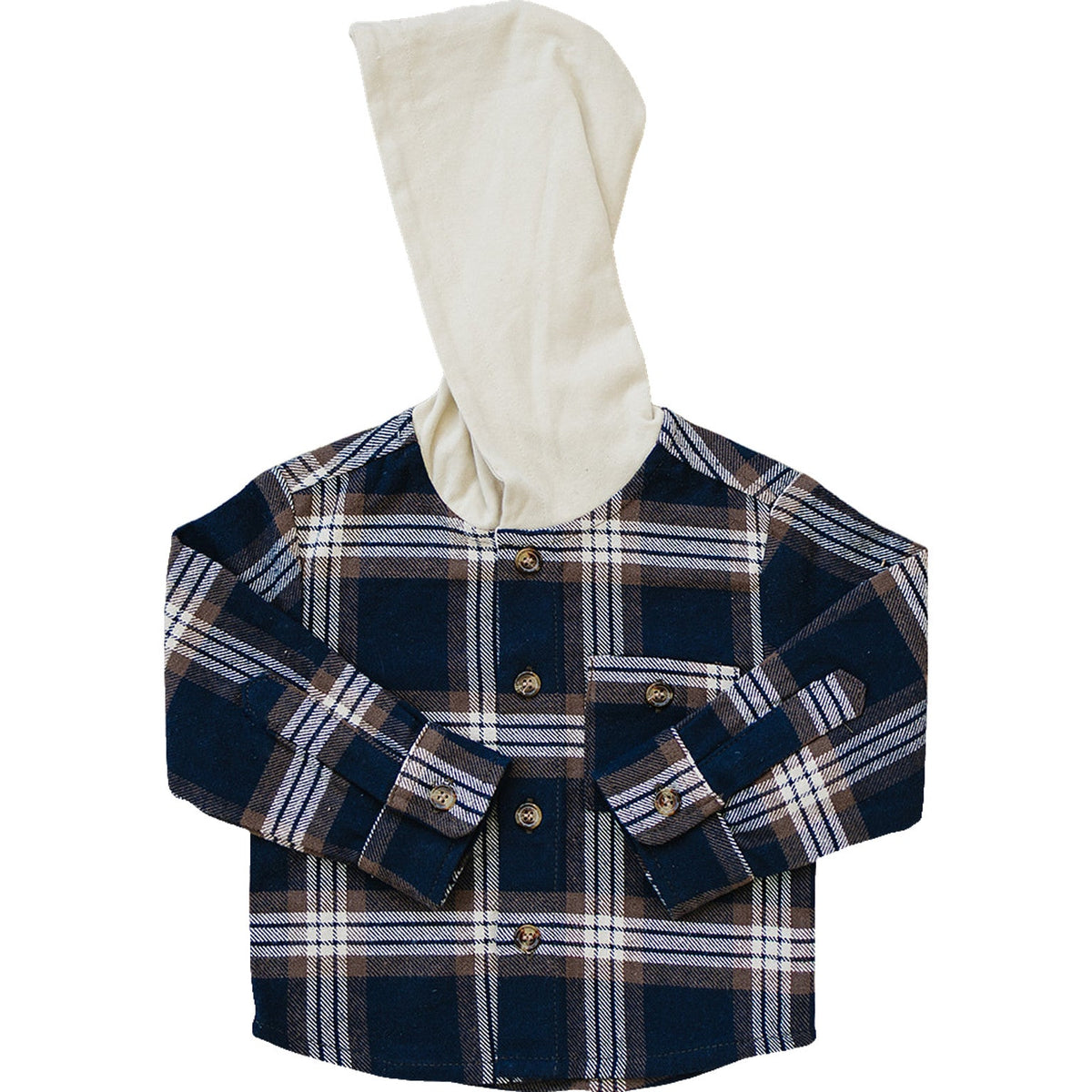 Plaid Hooded Button Up Shirt