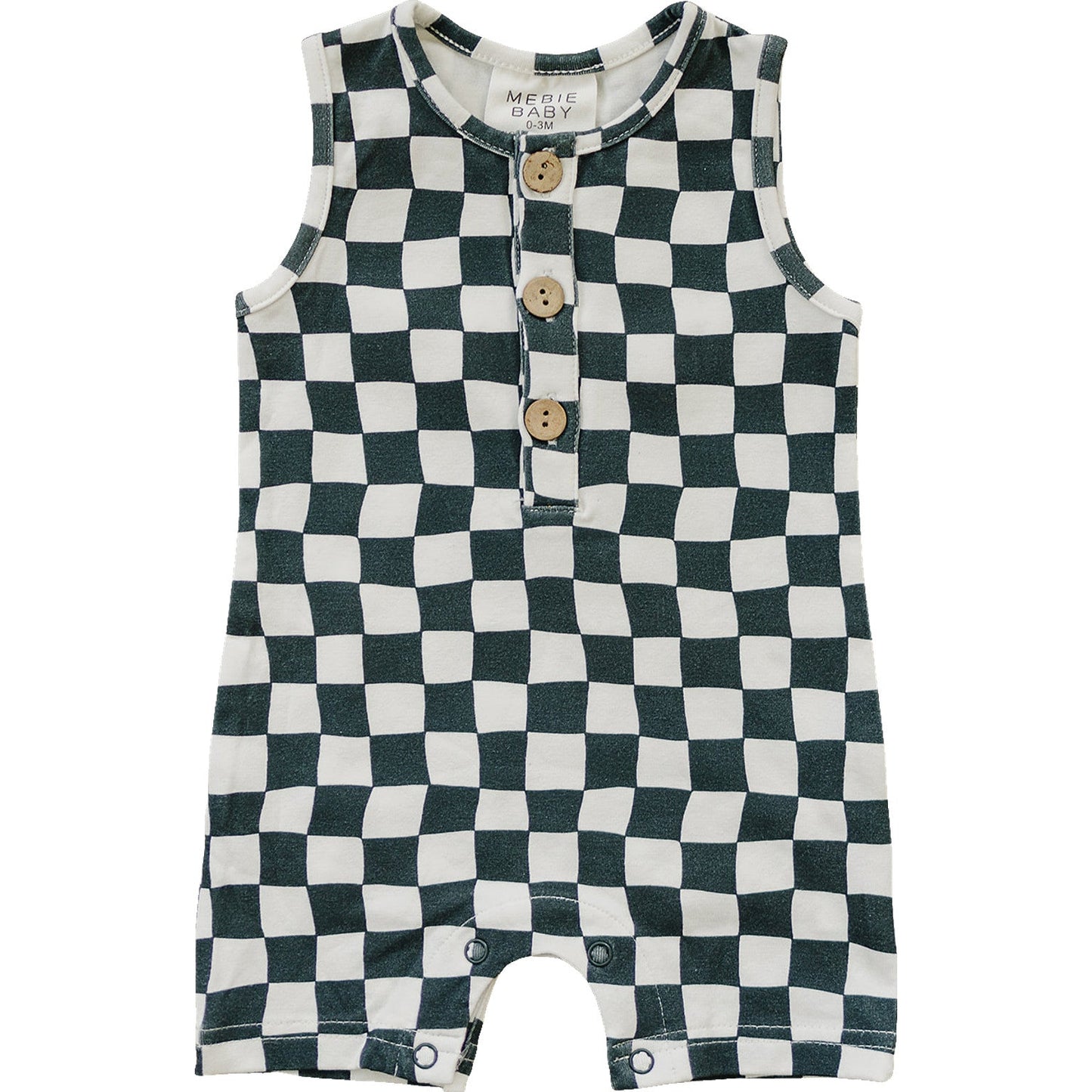 Charcoal Wavy Checkered Short Romper