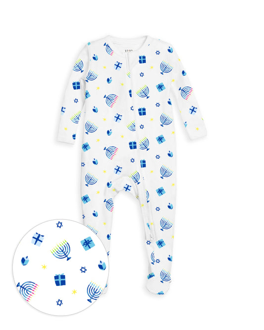 The Organic Zipper Footie [Happy Hanukkah]