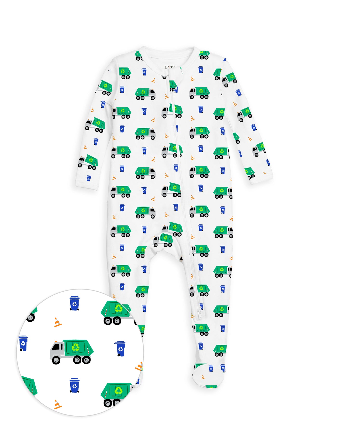 The Organic Zipper Footie [Recycling Trucks]