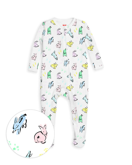 The Organic Zipper Footie [Bunny Hop]