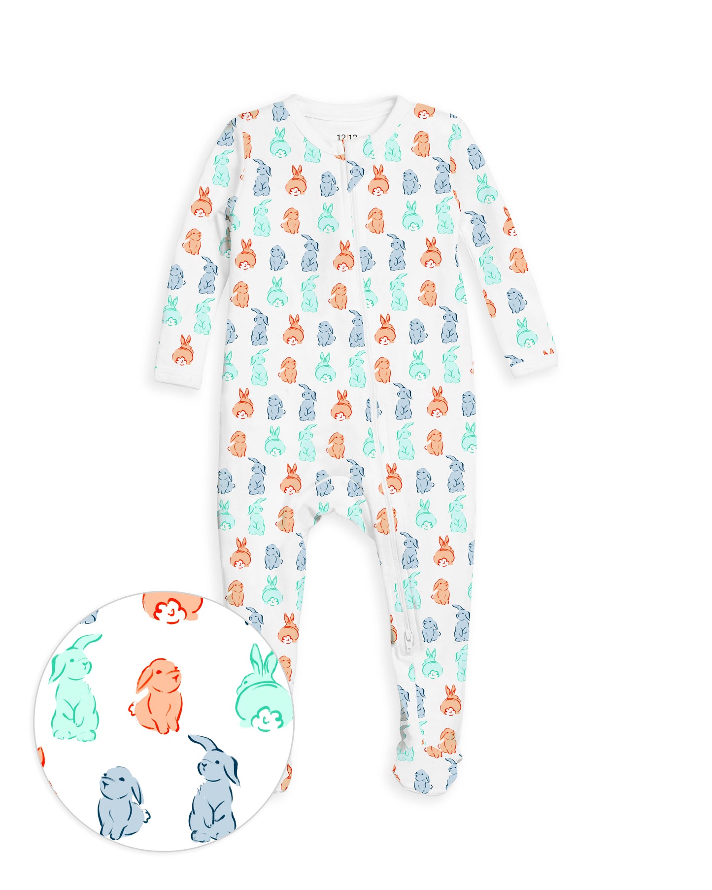 The Organic Zipper Footie [Bunny Tails]